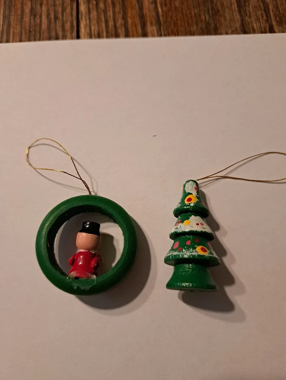 Vintage Wood Christmas Ornaments Lot 6 Hand Painted Wooden Rustic Farmhouse